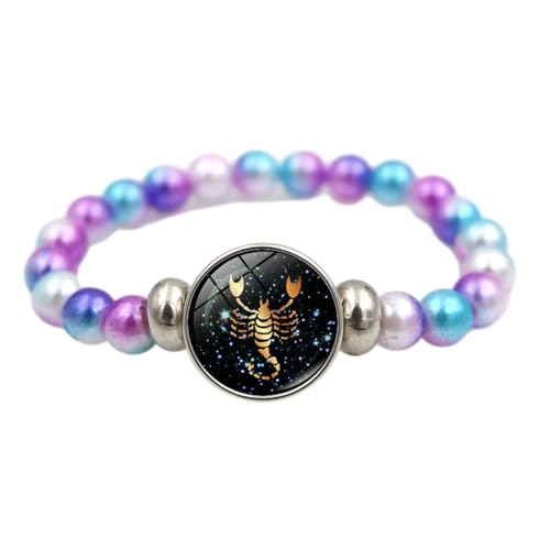 JEDTAKCT 12 Sternzeichen-Perlenarmband – Zwölf Sternbilder-Armband, Buntes Perlen-Elastisches Seil-Armband, Charms, Hipn-Hop-Schmuck, Geschenk Für Männer Und Frauen, Paare, 17 Cm + 5 Cm von JEDTAKCT