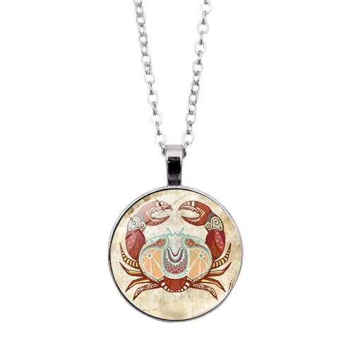 JEDTAKCT Halskette Mit Leuchtenden Sternzeichen Krebs – Halskette Mit Horoskop-Anhänger Und Himmlischer Astrologie Mit Verstellbarer Kette, Vintage-Pulloverkette Für Damen, Krebs, 45 + 5 Cm von JEDTAKCT