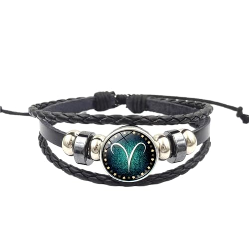 JEDTAKCT Leuchtendes Sternzeichen-Armband – Vintage-Handgefertigtes Mehrschichtiges Geflochtenes Perlenarmband, Verstellbares Armband, Paarschmuck Für Männer Und Frauen, 白羊座, 17 Cm + 5 Cm von JEDTAKCT