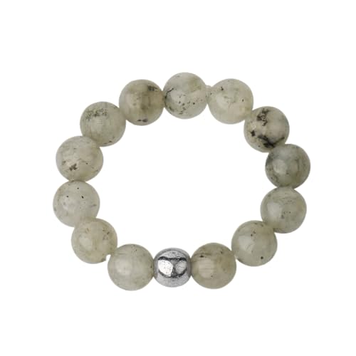 JEDTAKCT Natursteinring Für Unisex – Kreativer 4-Mm-Ring Aus Elastischem Naturstein Im Ethnischen Stil Mit Perlen, Retro-Ringe Aus Natürlichem Kristall Für Paare, Unisex-Geschenk, Grau, Einheitsgröße von JEDTAKCT