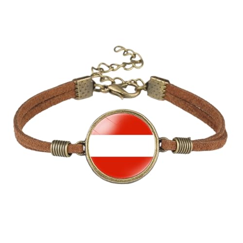 JEDTAKCT Österreich-Flagge-Armband Für Damen – Zeit-Edelstein-Samtseil-Armband, Verstellbares Armband, Vintage-Hip-Hop-Persönlichkeit, Handgefertigter Schmuck, Freund-Geschenk, Braun, Einheitsgröße von JEDTAKCT