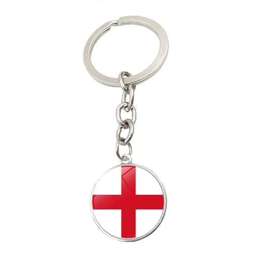 JEDTAKCT Schlüsselanhänger Mit England Flagge - Geometrische Textur Glaskugel Anhänger Mit Flaggensymbol Patriotischem Schlüsselanhänger Schmuckzubehör Zum Aufhängen An Der AutotascheWhite7.8M von JEDTAKCT