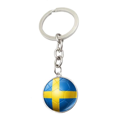 JEDTAKCT Schlüsselanhänger Mit Schweden Flagge – Fußball Textur Und Zeit Edelstein Anhänger Schlüsselanhänger Autotasche Neuheit Souvenir Schlüsselanhänger Ornament Für Männer Fraue PaareWhite8Cm von JEDTAKCT