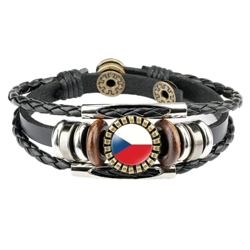 Lederarmband Mit Flagge Der Tschechischen Republik – Zeitjuwel, Mehrschichtiges, Handgefertigtes Geflochtenes Armband, Modisches, Personalisiertes, Verstellbares Armband Für Damen, Schmuck, Gesche von JEDTAKCT