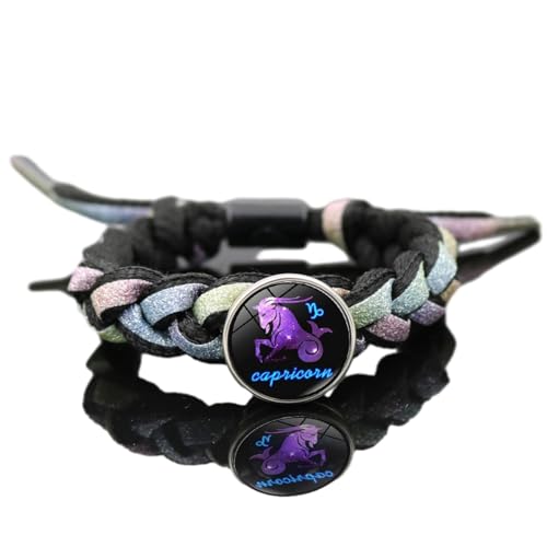 Leuchtende 12 Sternzeichen-Armbänder – Zwölf Sternbilder, Zeit-Edelstein, 1 Stück, Schwarzes Leuchtendes Armband, Handgewebtes Seilarmband Für Männer Und Frauen, Schmuck, Geschenke, 17 Cm + 5 Cm von JEDTAKCT