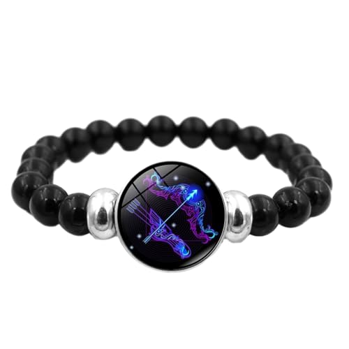 Leuchtendes Sternzeichen-Armband – Zeit-Edelstein-Armband Mit Schwarzen Perlen Aus Elastischer Kordel, Personalisierte Armbänder Für Männer Und Frauen, Schmuckzubehör, Geburtstagsgeschenke, 17 von JEDTAKCT