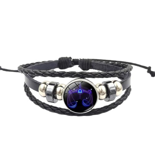 Leuchtendes Sternzeichen-Paar-Armband – Mehrschichtiges Geflochtenes Lederarmband Mit Punk-Vintage-Perlen, Personalisiertes Handgefertigtes Schmuckgeschenk Für Männer Und Frauen, 18 Cm + 5 Cm von JEDTAKCT