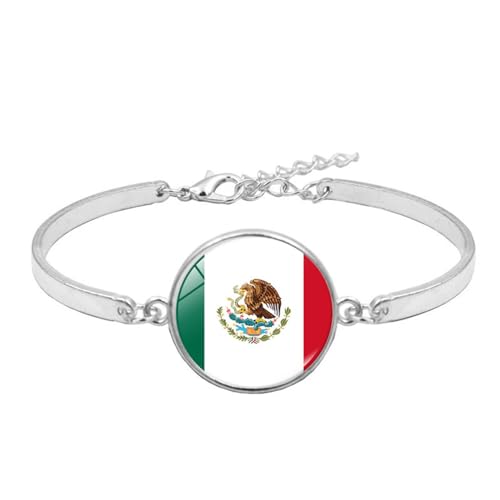 Mexiko-Nationalflaggen-Armband – Fashion Time Edelstein-Nationalflaggen-Armband, Souvenir, Neuheit, Multinationaler Handgefertigter Schmuck Für Männer, Frauen, Paare, Geschenk, Wie Abgebildet, Ei von JEDTAKCT