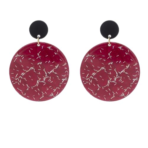 Modische Acryl-Ohrringe Für Damen – Acryl-Vintage-Ohrstecker, Geometrische Runde Ohrringe, Böhmische Vintage-Statement-Schmuck-Accessoires Für Mädchen-Geschenke, Rot, Einheitsgröße von JEDTAKCT