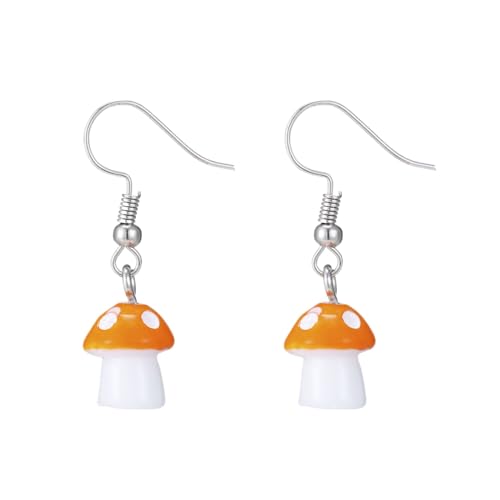 Niedliche Acryl-Ohrringe Für Frauen – Sommer-Cartoon, Mehrfarbig, Gepunktete Pilz-Ohrringe, Ohrhaken-Anhänger, Neuheit, Baumelnder Schmuck, Geschenke Für Frauen, Teenager, Mädchen, Orange, Einh von JEDTAKCT