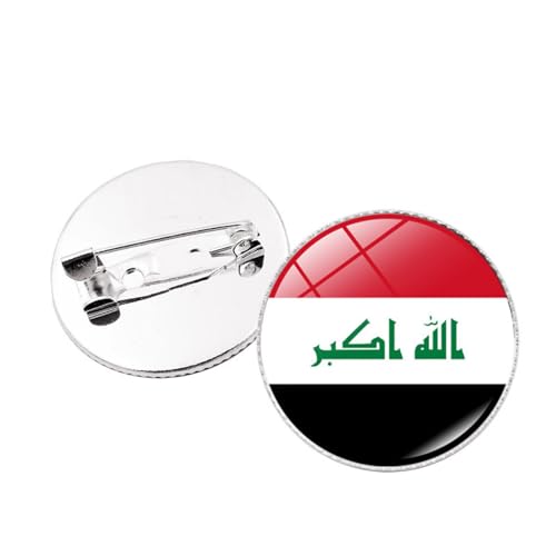 Runde Emaille-Broschen Mit Irak-Flagge – Klassische Patriotische Abzeichen, Knöpfe, Anstecknadeln, Neuheitstrend, Kleidertaschen-Accessoires, Charm-Hip-Hop-Vintage-Ethno-Schmuck, Kreatives Gesche von JEDTAKCT