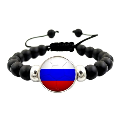 Russland-Flagge-Perlenarmband – Länderflagge, Verstellbares Perlenarmband, Country-Pride-Armband, Handgelenkwickel, Flagge, Elastisches Armband, Handgefertigter Schmuck, Schwarz, Einheitsgröße von JEDTAKCT