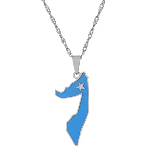 Somalia-Karten-Anhänger-Halsketten – Charm-Anhänger Mit Tropfendem Öl, Ethnischer Stil, Karten-Pullover-Kette, Halsketten, Patriotische Karte, Hip-Hop-Schmuck, Für Damen Und Herren, Party-Gesc von JEDTAKCT