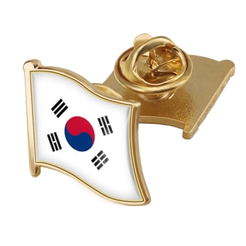 Südkorea-Flagge-Brosche – Vintage-Ethnische Kristall-Emaille-Knöpfe, Pins, Neuartiger Patriotischer Schmuck, Geometrisches Hip-Hop-Revers-Abzeichen, Zubehör, Schickes Geschenk, 19 X 18 Mm, Wie A von JEDTAKCT