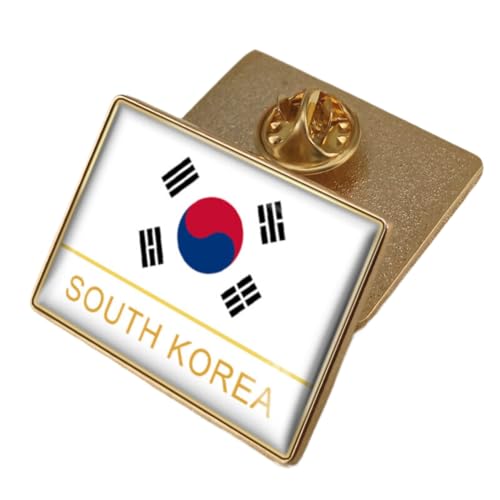 Südkorea-Flagge-Brosche – Vintage-Ethnische Kristall-Emaille-Knöpfe, Pins, Neuartiger Patriotischer Schmuck, Geometrisches Hip-Hop-Revers-Abzeichen, Zubehör, Schickes Geschenk, 32 X 23 Mm, Wie A von JEDTAKCT