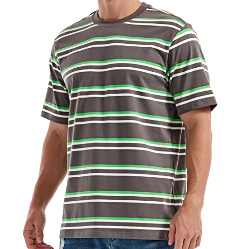 JEEGAL Herren T-Shirt Gestreift Baumwolle Kurzarm Oberteil Mehrfarbig Streifen Freizeit Sommer Casual Top Sport Hemd Basic T-Shirts für Männer von JEEGAL