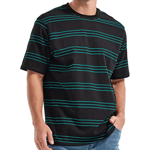 JEEGAL Herren T-Shirt Gestreift Baumwolle Kurzarm Oberteil Mehrfarbig Streifen Freizeit Sommer Casual Top Sport Hemd Basic T-Shirts für Männer von JEEGAL