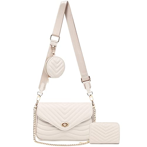 JEEHAN Gesteppte Umhängetaschen für Damen, Designer-Schultertasche, kleine Geldbörse, A4-hautfarben von JEEHAN