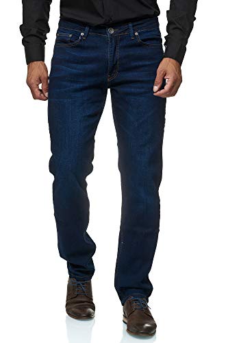 JEEL Herren-Jeans - Regular-Fit Straight-Cut - Stretch - Jeans-Hose Basic Washed 01-Navy 34W / 30L von JEEL