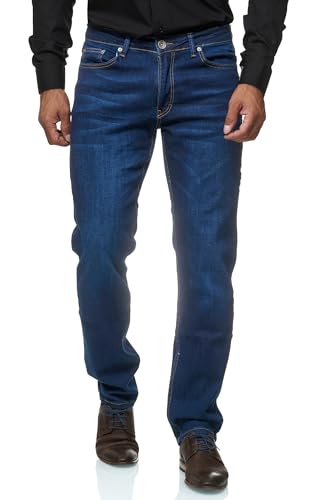 JEEL Herren-Jeans - Regular-Fit Straight-Cut - Stretch - Jeans-Hose Basic Washed 01-Navy 34W / 30L von JEEL