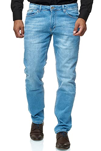 JEEL Herren-Jeans - Regular-Fit Straight-Cut - Stretch - Jeans-Hose Basic Washed 02-hellblau 30W / 36L von JEEL