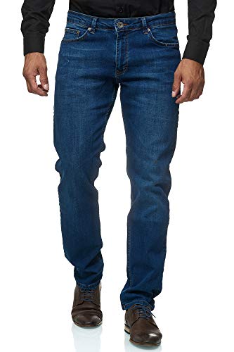 JEEL Herren-Jeans - Regular-Fit Straight-Cut - Stretch - Jeans-Hose Basic Washed 03-blau 42W / 36L von JEEL