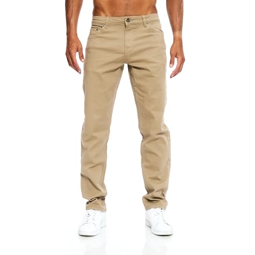 JEEL Herren-Jeans - Regular-Fit Straight-Cut - Stretch - Jeans-Hose Basic Washed 09-Camel 36W / 32L von JEEL