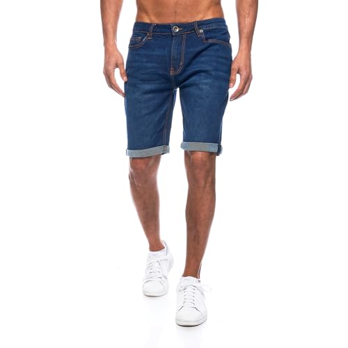 JEEL Herren Kurze Hosen - Slim-Fit Jeans-Shorts - 5-Pocket-Style - Stretch Herren-Shorts - Kurze Hose für Männer - Basic Washed - 1-Navy - 33W von JEEL