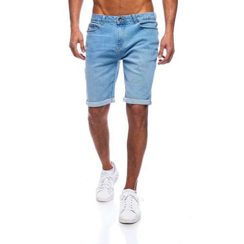 JEEL Herren Kurze Hosen - Slim-Fit Jeans-Shorts - 5-Pocket-Style - Stretch Herren-Shorts - Kurze Hose für Männer - Basic Washed - 2-Hellblau - 30W von JEEL