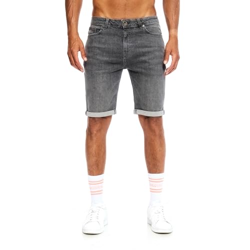 JEEL Herren Kurze Hosen - Slim-Fit Jeans-Shorts - 5-Pocket-Style - Stretch Herren-Shorts - Kurze Hose für Männer - Basic Washed - 4-Grau - 40W von JEEL