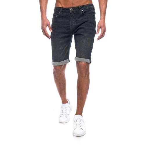 JEEL Herren Kurze Hosen - Slim-Fit Jeans-Shorts - 5-Pocket-Style - Stretch Herren-Shorts - Kurze Hose für Männer - Basic Washed - 6-Schwarz - 32W von JEEL