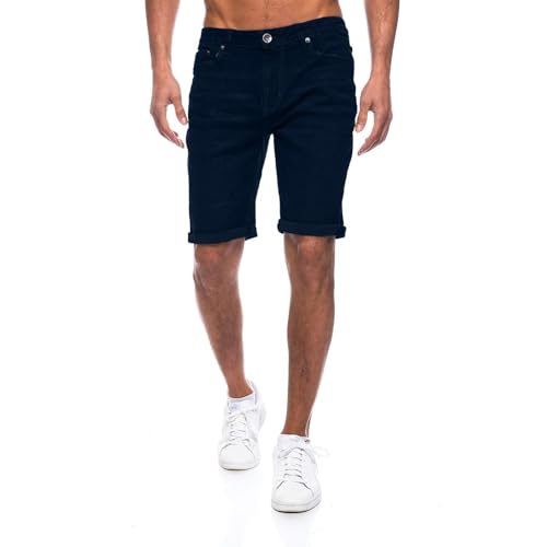 JEEL Herren Kurze Hosen - Slim-Fit Jeans-Shorts - 5-Pocket-Style - Stretch Herren-Shorts - Kurze Hose für Männer - Basic Washed - 7-Schwarz - 30W von JEEL
