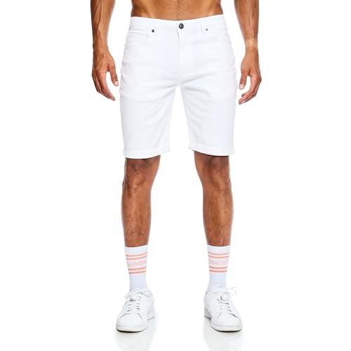 JEEL Herren Kurze Hosen - Slim-Fit Jeans-Shorts - 5-Pocket-Style - Stretch Herren-Shorts - Kurze Hose für Männer - Basic Washed - 8-Weiß - 34W von JEEL