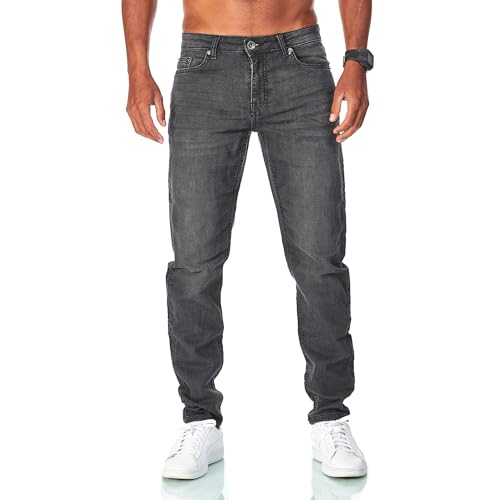 JEEL Herren Sweat-Jeans - Regular-Fit Straight-Cut - Stretch Washed Denim-Look - Jeans-Hose 04-Grau 42W / 30L von JEEL