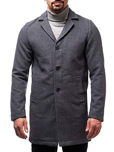 JEFF Herren Bester Mantel mit Stehkragen | Herrenmantel Wintermantel Parka für Männer Grey Mix XL von JEFF