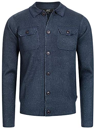 JEFF Herren Bradshaw Strickjacke mit Stehkragen | Cardigan Strick Jacke für Männer Navy M von JEFF