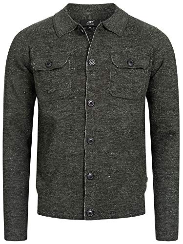 JEFF Herren Bradshaw Strickjacke mit Stehkragen | Cardigan Strick Jacke für Männer Charcoal Mix, S von JEFF