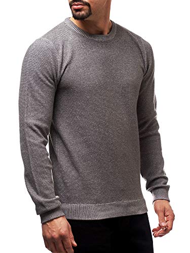 JEFF Herren Crespo Feinstrickpullover aus Baumwolle | Strickpullover für Männer Pewter, L von JEFF