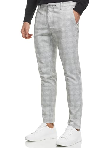 JEFF Herren Dyer Stoffhose mit 4 Taschen | Stretch Hose Herrenhose für Männer Grey Check, XXL von JEFF