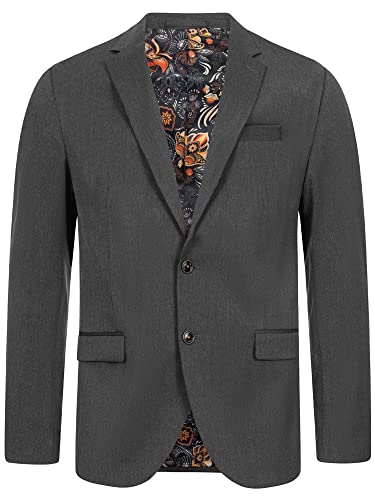 JEFF Herren George Plain Sakko mit Stretch | Klassische Anzugjacke Herrenjackett Dk Grey 48 von JEFF