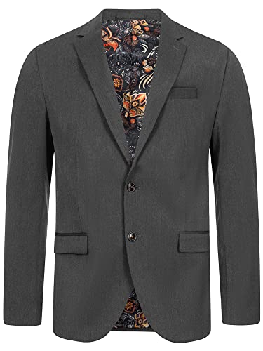 JEFF Herren George Plain Sakko mit Stretch | Klassische Anzugjacke Herrenjackett Dk Grey, 54 von JEFF