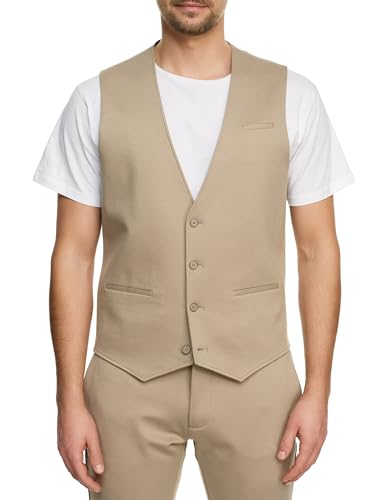 JEFF Herren JFEzra Weste mit Viskose-Anteil | Anzugweste Herrenweste Greige, 56 von JEFF
