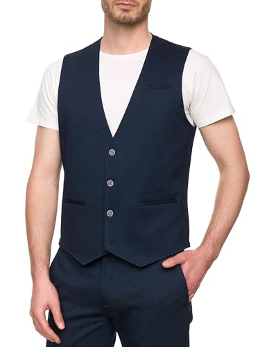 JEFF Herren JFFinn Weste mit 4-Wege-Stretch-Ponti Roma | Anzugweste Herrenweste Herringbone, 56 von JEFF