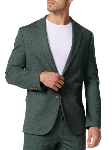 JEFF Herren JFLuke Sakko mit Stretch | Klassische Anzugjacke Herrenjackett Green Herringbone, 54 von JEFF