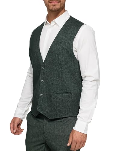 JEFF Herren JFLuke Weste mit Viskose-Anteil | Anzugweste Herrenweste Green Herringbone, 48 von JEFF