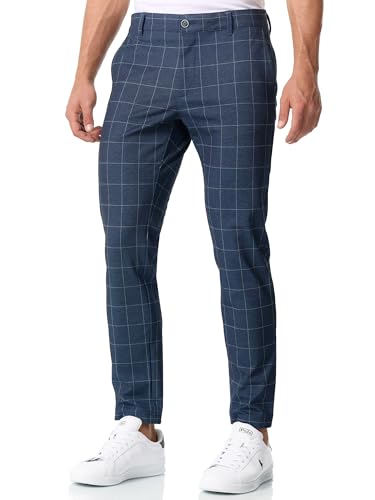 JEFF Herren JFTate Chinohose Stretchhose | Chino Herrenhose Stretch Stoffhose Check, 30/30 von JEFF
