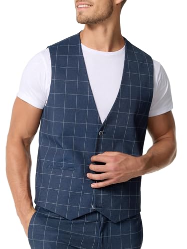 JEFF Herren JFTate Weste mit Viskose-Anteil | Anzugweste Herrenweste Check, 48 von JEFF