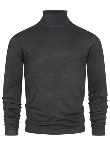 JEFF Herren Malcolm Feinstrickpullover mit Rollkragen | Strickpullover für Männer Charcoal Mix, XXL von JEFF