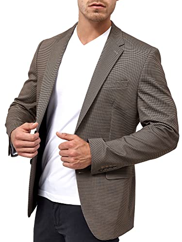 JEFF Herren Oscar Sakko mit Stretch | Anzugjacke Jackett Herrenblazer Fischgrätenmuster oder Kariert Dark Houndstooth, 56 von JEFF