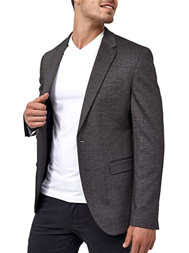 JEFF Herren Oscar Sakko mit Stretch | Anzugjacke Jackett Herrenblazer Fischgrätenmuster oder Kariert Dk Grey Check, 44 von JEFF